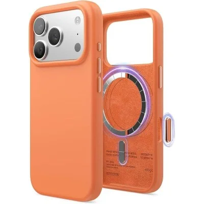 Elago iPhone 17 Pro Max Magnetic Silicone Case (Camera Control Key Included) _ Orange